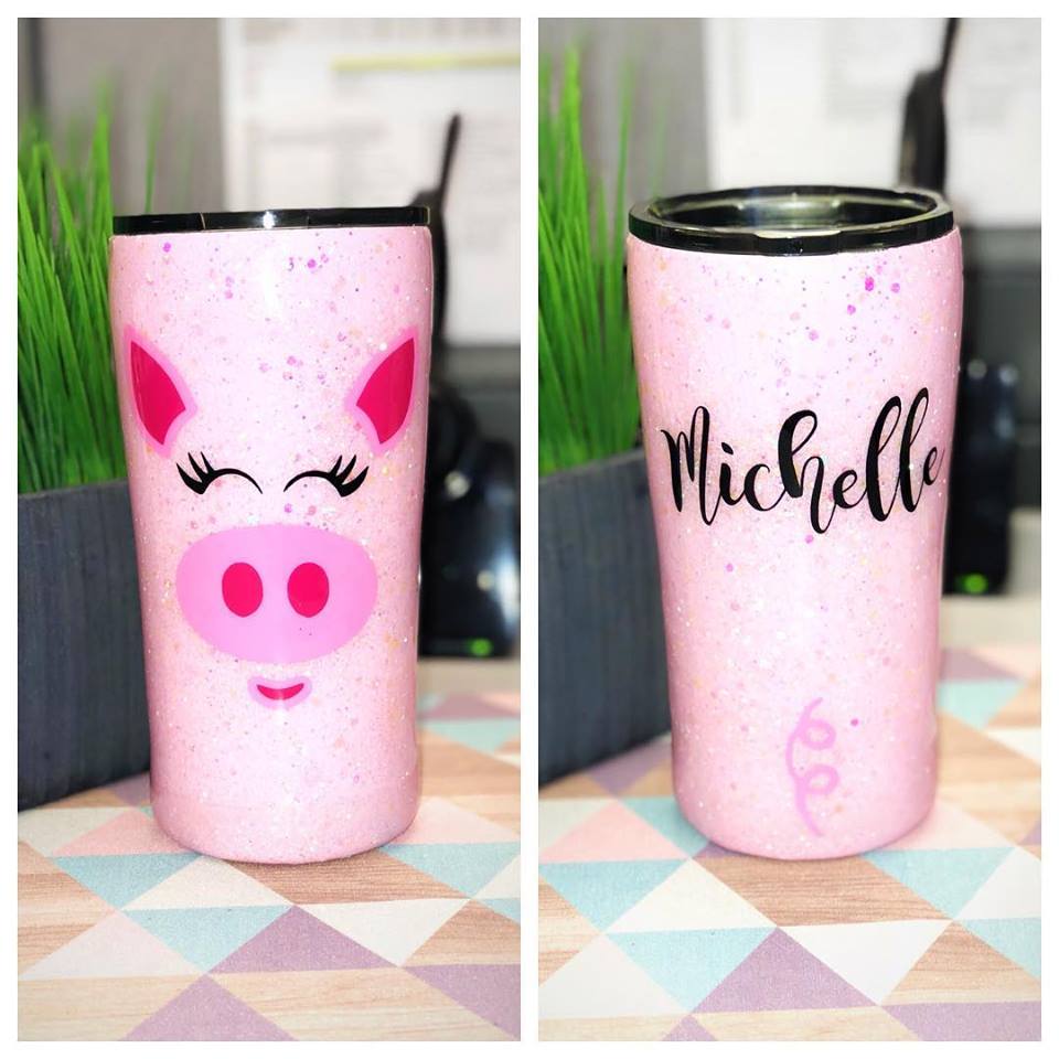 Mofvugz Pig Tumbler with Lid and Straw, Cute Pig
