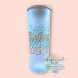 Babe Stacked Words - 25 oz. Glass Straight Tumbler w/ Bamboo Lid & Straw