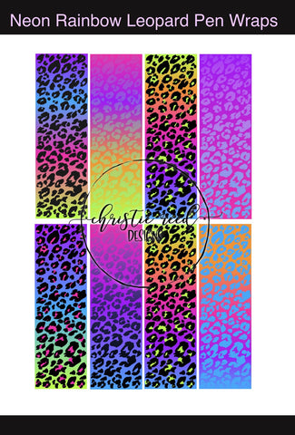 Neon Rainbow Leopard Waterslide Sheet - Digital File OR Full Printed Sheet