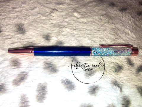 Glitter Shaker Ink Pen - Blue (Black Ink)