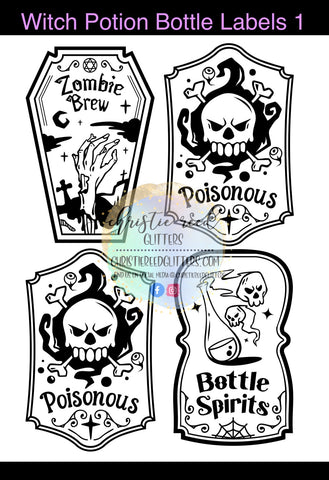 Witch Potion Labels Waterslide Sheet - Digital File OR Full Printed Sheet