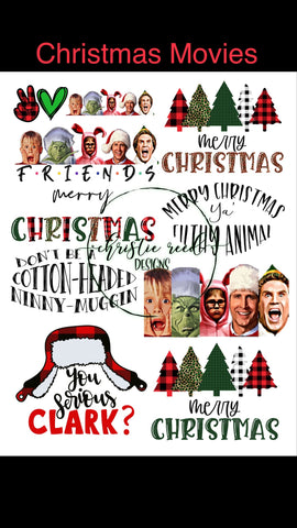 Christmas Movies Waterslide Sheet - Digital File OR Full Printed Sheet