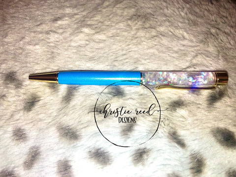 Glitter Shaker Ink Pen - Sky Blue (Black Ink)