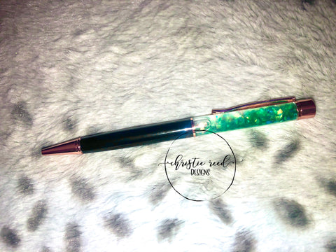 Glitter Shaker Ink Pen - Green Glitter/Black Barrel (Black Ink)