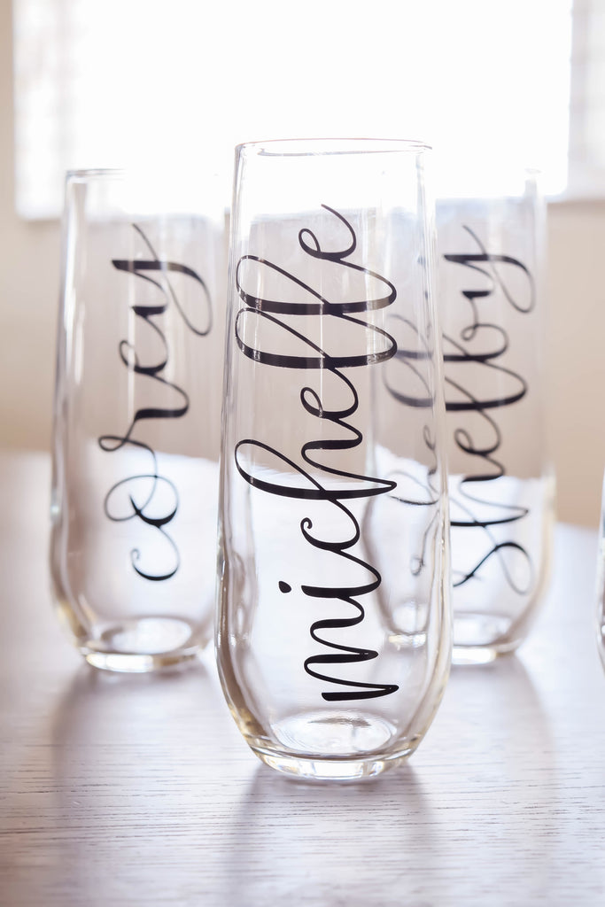 Stemless Champagne Flute with Name