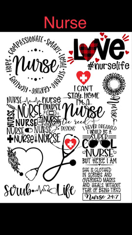 Nurse Waterslide Sheet - Full Printed Sheet or Digital File