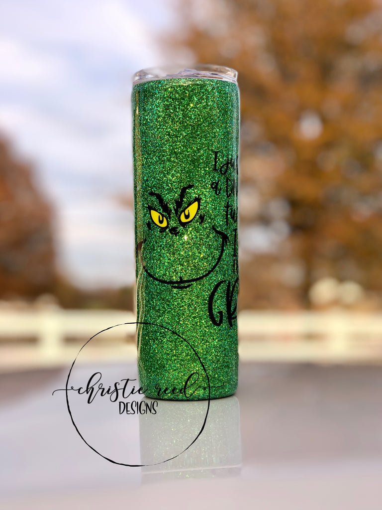 The Grinch Inspired Green Glitter Tumbler - Glitter Mug - Christmas Movie
