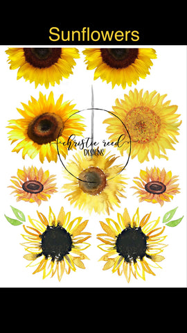 Sunflower 1 Waterslide Sheet - Full Printed Sheet or Digital File