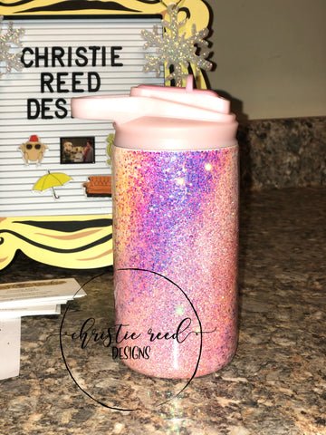 Pink Swirl Glitter Sippy Cup - Glitter Tumbler - Glitter Mug