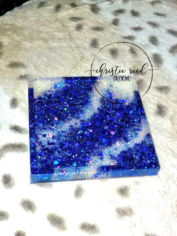 Blue and White Glitter Coaster