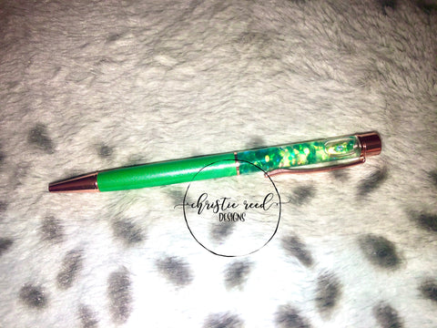 Glitter Shaker Ink Pen - Green (Black Ink)